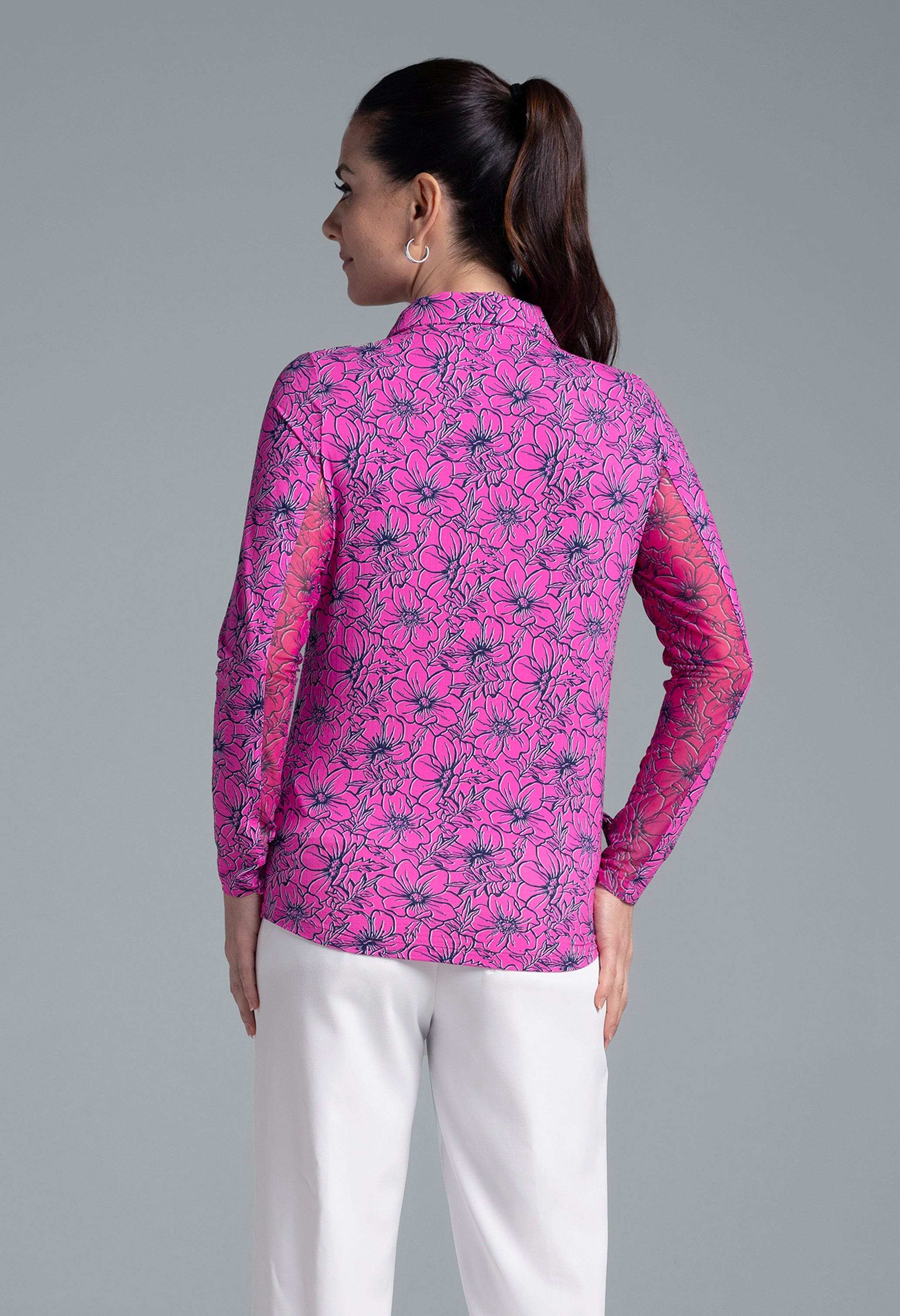 Diana Print Adjustable Length Long Sleeve Polo – 48930